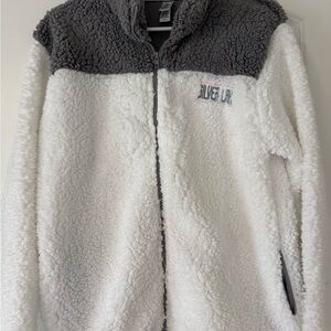 White and Gray Silver Lake Sherpa Jacket